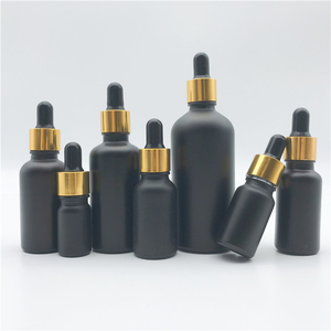 Flacone in Vetro Personalizzato per Cosmetici, Oro e Nero, 5-100ml, con Contagocce per Olio Viso, Siero, Lozione e Crema, con Logo Personalizzato - Product Image 1