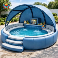 Bar flottant gonflable commercial durable pour piscine, sièges personnalisables, garantie 5 ans, équipement de jeu extérieur pour adultes