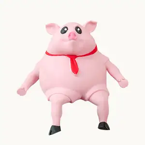 Hot sale Unisex Eco-friendly TPR Piggy Squeeze Toys Pink Skin Pig Stress Relief Toys for Kids Boys and Girls