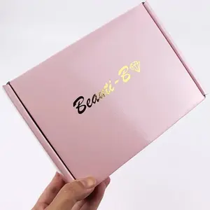 Caja de regalo de papel corrugado de tamaño personalizado de color rosa recién llegado con diseño personalizado