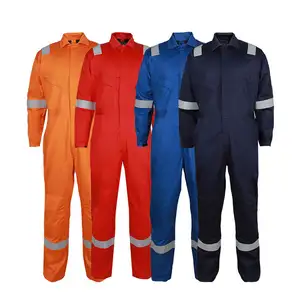Alev geciktirici giysiler inşaat üniforma gündüz ve gece Anti UV ışını yansıtıcı emniyet tulumu yangına dayanıklı tulumlar
