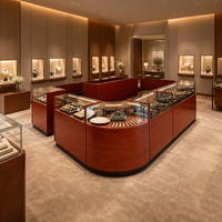 Comptoir d'exposition de bijoux en bois sur mesure avec vitrine en verre et éclairage LED pour les magasins de bijoux en gros