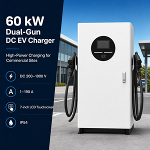 <span class=keywords><strong>Borne</strong></span> <span class=keywords><strong>de</strong></span> <span class=keywords><strong>recharge</strong></span> rapide pour véhicules électriques 60 kW DC CCS2, station <span class=keywords><strong>de</strong></span> charge OCPP 1.6J, design compact à poser au sol, IP54, pour usage commercial extérieur - Product Image 1
