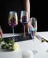 Özel vintage benzersiz şeffaf süblimasyon renkli kadeh sapsız kırmızı şarap kadehleri uzun borosilikat cam bardak