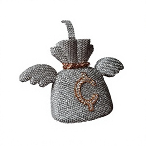 Pendentif Sac d'Argent en Argent 925 avec Ailes et Moissanite, Plaqué Rhodium, Bijou Iced Out pour Fête - Product Image 2