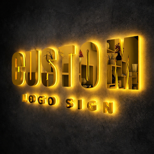 Letrero LED Comercial Personalizado con Retroiluminación, Letras con Logotipo, Metal Dorado, Acero Inoxidable, Letrero con Halo Luminoso para Tiendas, Oficinas, Interior, Marca - Product Image 5