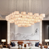 Lustre moderne en marbre naturel, lampe suspendue en albâtre espagnol, luminaire LED en forme de cube, luminaire suspendu de luxe pour villa, salon