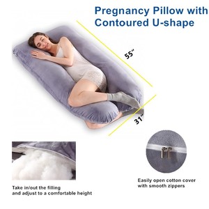 Almohada de <span class=keywords><strong>embarazo</strong></span> de poliéster más suave, almohada de <span class=keywords><strong>embarazo</strong></span> de cuerpo completo con soporte trasero gigante en forma de U con logotipo personalizado - Product Image 5