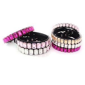Colliers pour chiens en strass scintillants, en cuir PU, avec cristaux de verre et diamants, pour chiots, roses et bleus, avec laisses, accessoires pour chiens - Product Image 2