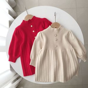 Abito Maglione con Maniche a Sbuffo per Bambine Autunno Inverno, Gonna Plissettata Principessa, Vestito all'Uncinetto per Bambine - Product Image 4