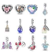 Bouteilles à vœux phosphorescentes en forme de crabe et d'écrevisse, perles breloques pour bijoux DIY, bracelets, accessoires, placage argent