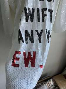 We Are Never Getting Back Jersey vestido elegante manga corta Sexy brillante pesado lentejuelas suelta Song Jersey vestido - Product Image 4