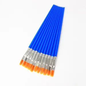 Xinbowen फैक्टरी थोक सस्ते एकल नीले प्लास्टिक संभाल फ्लैट पेंट ब्रश चित्रकला के लिए