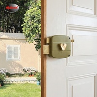 Serrure de sécurité à enroulement HYLAND OEM 5688 à double cylindre, à clé, avec loquet de nuit pour portes de sécurité en bois/métal - Fer haute sécurité