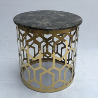 Table basse de luxe moderne avec plateau en marbre, structure en acier inoxydable, table d'appoint ronde pour canapé, table d'angle pour salon, meubles