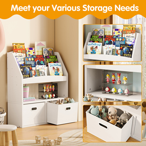 Hiện Đại 5-Hai Lớp Không Thấm Nước Phòng Khách Bằng Gỗ Kệ Sách Và Cuốn Sách Hiển Thị Trẻ Em Đồ Chơi Lưu Trữ Tủ Tổ Chức - Product Image 4