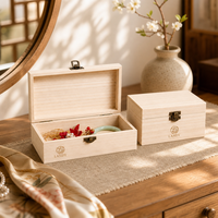 Boîte de rangement rectangulaire en bois de pin à charnières, étui à souvenirs, organisateur d'artisanat de gravure avec loquet métallique pour la décoration intérieure