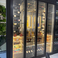 Armoire à vin en acier inoxydable personnalisée OEM, cave à vin de présentation très vendue pour salon avec étagère en bois