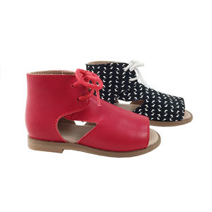 Summer Beautiful Girls Red Slippers Chaussures en cuir véritable pour bébé extérieur Soft Flat Baby Girl Sandals 7 Years - Product Image 5