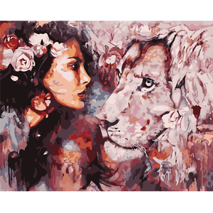 2024 Mới Sơn Dầu Sơn Bằng Số Trong Nhà Tường Trang Trí Nội Thất Tự Làm Kỹ Thuật Số Đầy Màu Sắc Sơn Nghệ Thuật Vải Vẻ Đẹp Và Động Vật Sư Tử - Product Image 2