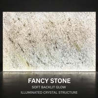 Dalle de marbre blanc cristallin FANCY STONE, pierre naturelle polie rétroéclairée pour îlot de cuisine de luxe, mur d'accentuation et design de bar