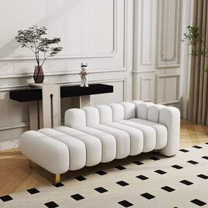 Modern Velvet Upholstered Bench Chaise Lounge <b>Shoe</b> Stool Comfortable Bedroom Furniture - Product Image 6