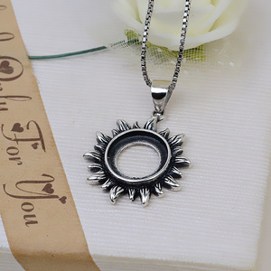 Juego de anillos con colgante de girasol de plata S925, accesorios de joyería de plata tailandesa, bandeja vacía para accesorios DIY 2848 - Product Image 3