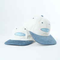 Casquettes Snapback non structurées en velours côtelé de haute qualité à 6 panneaux, logo brodé personnalisé, vente en gros, chapeau bicolore crème et blanc