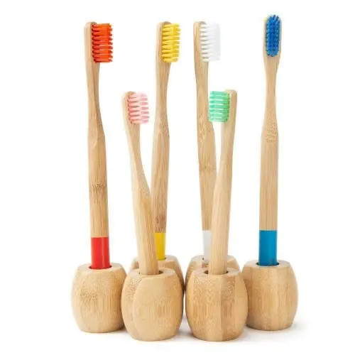 Natural Wholesale Biodegradable Bamboo Toothbrush Holder Tooth Brush Stand For Bath Room