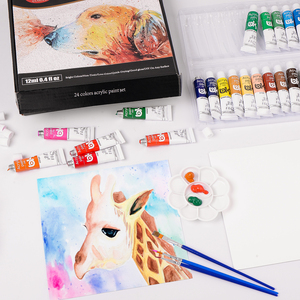 Ensemble de <span class=keywords><strong>peinture</strong></span> <span class=keywords><strong>acrylique</strong></span> 24 couleurs 12ml de haute qualité <span class=keywords><strong>avec</strong></span> pinceau, palette incluse pour <span class=keywords><strong>peinture</strong></span> sur <span class=keywords><strong>verre</strong></span> et toile - Product Image 6