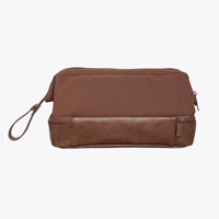 Trousse de Toilette de Voyage de Luxe pour Hommes en Toile de Coton Premium avec Finition en Cuir PU, OEM ODM, Marque Privée, Logo Personnalisé