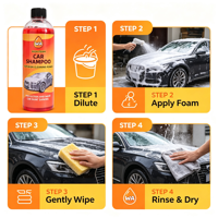 Shampooing de lavage auto concentré 500ml Rouge Acide PA1:10, Savon Moussant pour le detailing, Dégraissant pour poussière de frein, Nettoyant pour canon à mousse