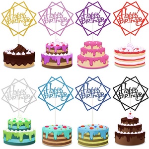 Adornos para Pastel de Feliz Cumpleaños, Suministros para Decoración de Pasteles, Adornos de Papel Brillante, Decoración para Cupcakes - Product Image 1