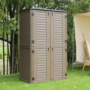 Venta caliente de herramientas pequeñas de servicio pesado Sustaniable grueso doble puerta jardín impermeable <span class=keywords><strong>resina</strong></span> plástica patio <span class=keywords><strong>cobertizo</strong></span> para Patio trasero - Product Image 6