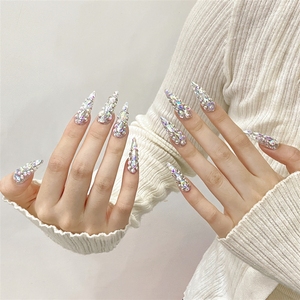 Uñas Postizas Acrílicas de Alta Calidad Hechas a Mano con Punta Brillante de <span class=keywords><strong>Cleopatra</strong></span> y Pedrería Completa, Venta al Por Mayor - Product Image 3