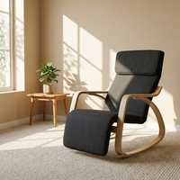 Chaise longue à bascule moderne en bois, hauteur réglable, repose-pieds, revêtement en tissu pour salon, chambre, hôtel