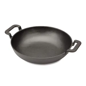 10 Inch Pre-seasoned Wholesaler Hot Selling Round Cast Iron Wok Nonstick Wok Pan Capability Chinese Wok