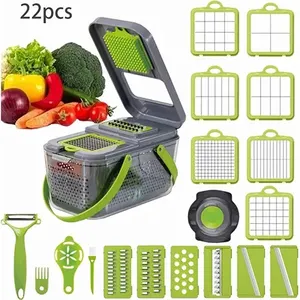 22-in-1 다기능 수동 야채 쵸퍼 커터 슬라이서 및 양파 다이서 과일 및 야채 주방 액세서리