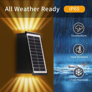 Luz LED de pared para exteriores con energía Solar IP65 cuadrada/Cilindro/tira larga valla de jardín porche Patio decoración arriba/abajo lámpara - Product Image 5