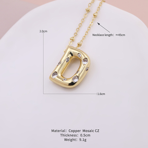 Ciondolo con scritta di moda in zircone personalizzato <span class=keywords><strong>24K</strong></span> placcato oro argento ottone rame catena gioielli collana - Product Image 5