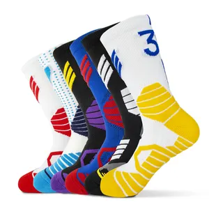 JISEN Cheap Best Performance Team Premium Crew Men'S Sport Logo OEM Breathable Basketball Socks