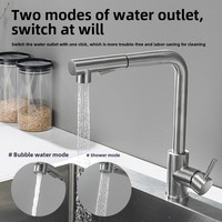 Robinet de cuisine moderne en acier inoxydable rehausseur télescopique anti-éclaboussures produit ménager transfrontalier chaud et froid