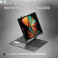 Fundas y estuches para tabletas, funda mágica de cuero blanco, rosa dorado y negro para iPad Pro 2022/2020/2018, inalámbrica, BT 360 °   Panel Táctil Giratorio