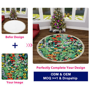 Alfombra redonda abstracta Bohemia Alfombra de pila baja lavable Impresión a pedido para sala de estar - Product Image 3
