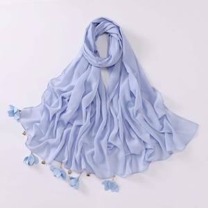 Wholesale Premium Solid Pearl Chiffon Hijab <b>Scarf</b> <b>for</b> Muslim <b>Women</b> Breathable 70x170cm - Product Image 6