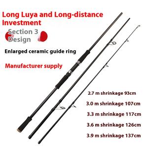 Byloo Canne à leurre de pêche en mer à trois sections en carbone Super dur Canne à lancer relais à longue portée en 3.3 3.6 3.9m Action lente - Product Image 2
