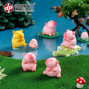 Figurines miniatures de capybara et de canard en résine, décoration artisanale pour salon, présentoir de bureau, ensemble multi-pièces - Product Image 3