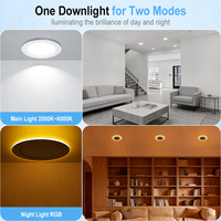 Plafonnier LED encastré intelligent 4 pouces DC24V RGBCW contrôlé par application et Wi-Fi, avec veilleuse et panneau encastré