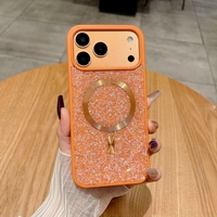 Étui de téléphone magnétique de luxe scintillant avec diamants pour Apple iPhone 17AIR 16plus 15plus 14 13 12 11, coque antichoc magnétique pour mobile