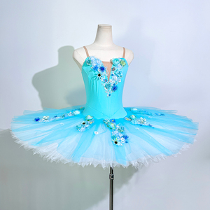 Traje de Ballet Clásico Azul para Adultos, Tutú de Ballet Profesional para Mujer, Tutú con Adornos Florales para Representaciones de El Cascanueces - Product Image 5